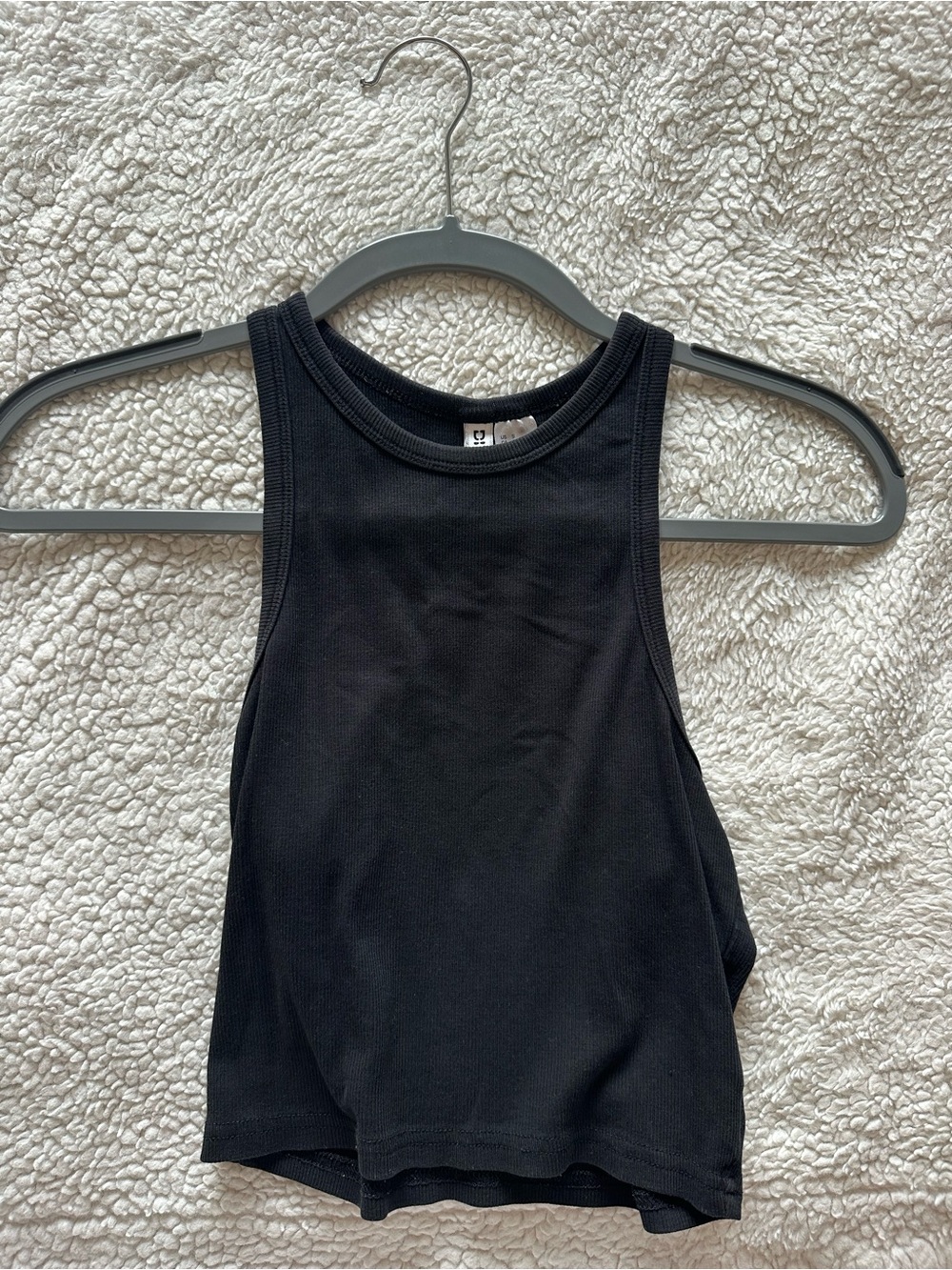 H&M Black Ribbed High-Neck Tank Top
